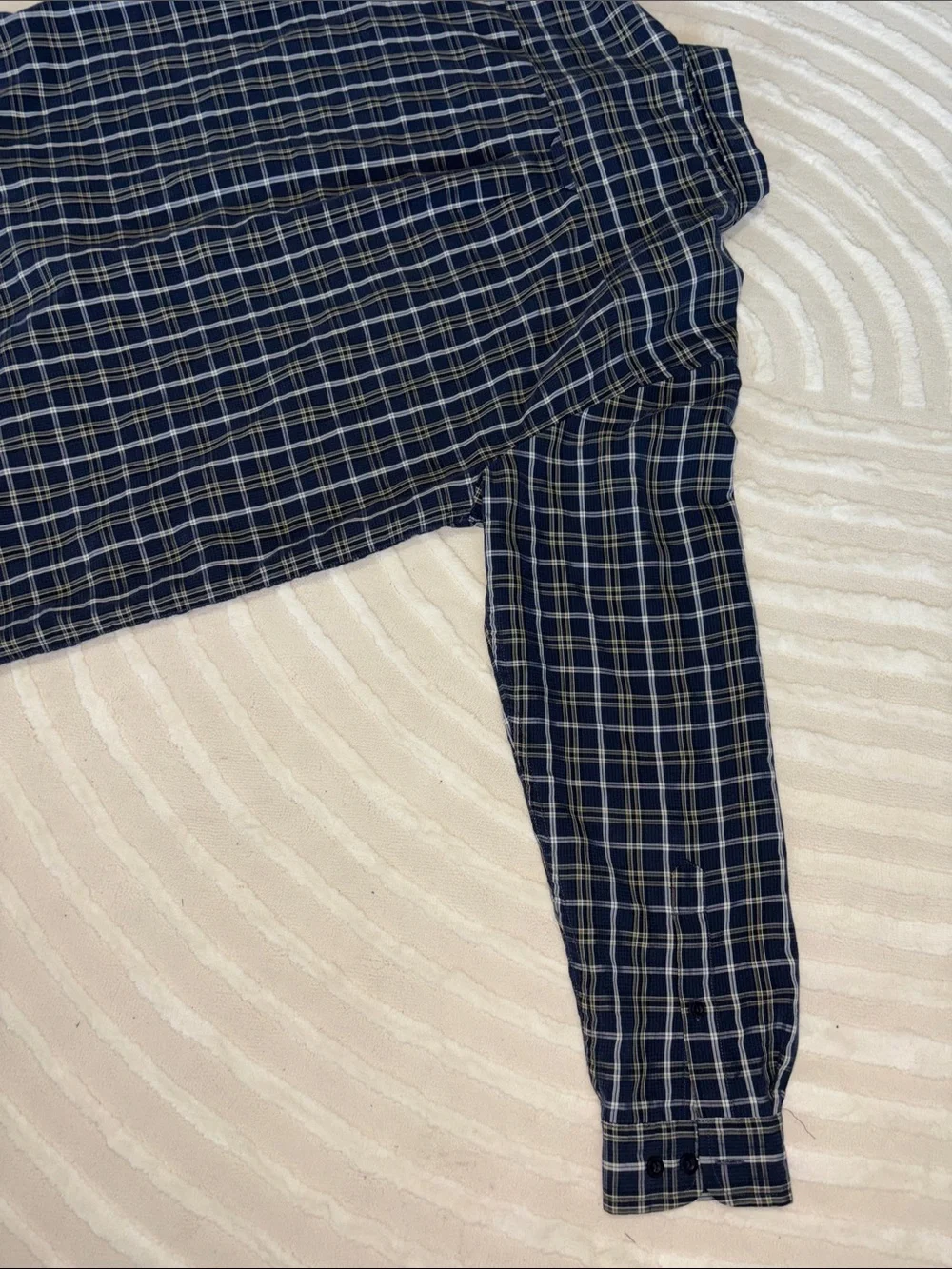 The North Face Navy and White Plaid Button-Down Shirt